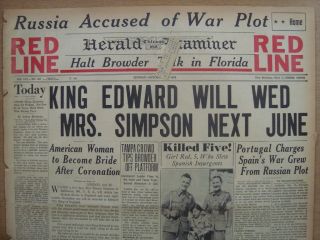 0603105WR Edward VIII Wallis Simpson October 26 1936 Newspaper Paquita 