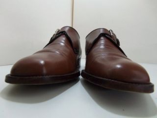 Testoni Cognac Brown Monk Strap Leather Mens Dress Loafer Shoes 8 5 