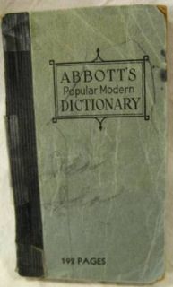 Vintage Abbotts Popular Modern Dictionary Vest Pocket Edition 