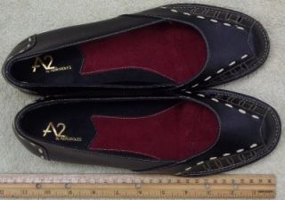 A2 by Aerosoles Dark Blue Combo Blue Stitched Loafer Ballet Flat Shoes 