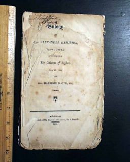   ALEXANDER HAMILTON Eulogy Boston MA Pamphlet   Aaron Burr Duel DEATH