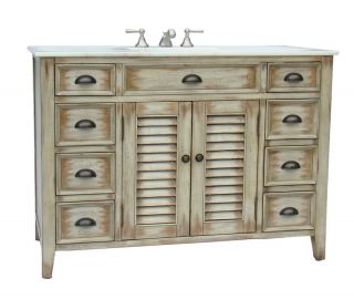 46” Cottage Look Abbeville Bathroom Sink vanity, White Marble Top 