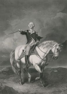 George Washington on Horse Salute Horseback Battle Trenton 13x19 Print 