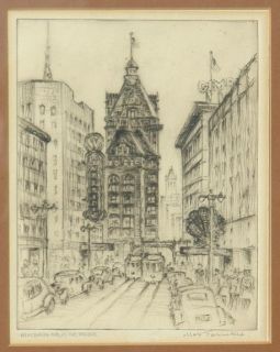 MAX FERNEKES   ETCHING   WISCONSIN AVE, MILWAUKEE