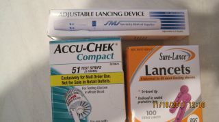 Accu Chek Compact Mail Order 50 Test Strips Free Lancing Device 100 