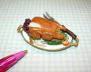 Miniature Bette Accola Sliced Turkey Platter for Dollhouse 