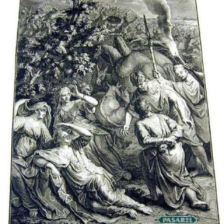 Antique Biblical Etching Abram Rescues Lot Dutch 1728