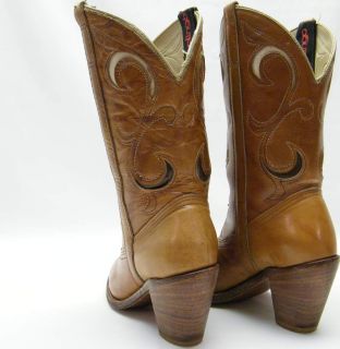 Women Vtg Acme Dingo Inlay Cowboy Western Boots 5 5 1 2