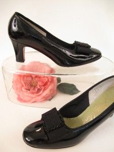 Vintage 60s Mod Kelly Acord Black Patent Shoes Heels Pumps Beaded 