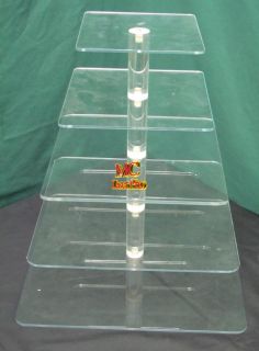 5TIER 1 4Thick Square Acrylic Cupcake Cake Tower Stand Wedding Party 