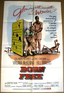 Born Free Joy Adamson Virginia McKenna Bill Travers 27x41 Movie Poster 