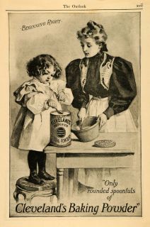 1898 Ad Cleveland Baking Powder Superior Pure Mom Child   ORIGINAL 