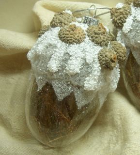 Clear Glass Natural Look Acorn Christmas Ornament New