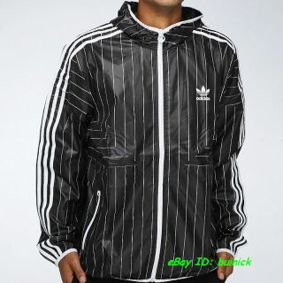 Adidas Colorado Windbreaker Pinstripes Jacket Black White Half Zip 