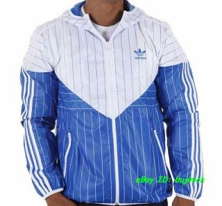 Adidas Colorado Windbreaker Pinstripes Jacket Blue White Half Zip 