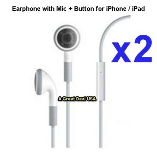 Two Earphone Headphone with Mic & Button for iPhone 2G 3G 3GS 4 4S