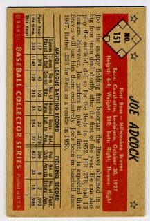 Joe Adcock   1953 Bowman Color #151   Milwaukee Braves