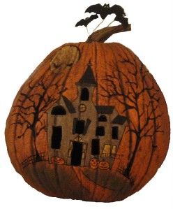 New Salem Collection Lighted Pumpkin Carved Halloween Haunted House 