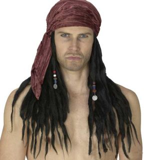 Adult Pirate Scarf w Hair Dreadlocks Costume Hair Wig