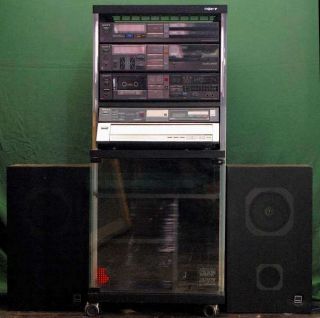 VINTAGE SONY STEREO SYSTEM W SONY CABINET SPACE AGE REMOTE SYSTEM