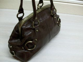 Adrienne Vittadini Dark Brown Genuine Leather Handbag