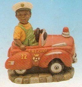 African American Fire Chief Figurine Sculpture New