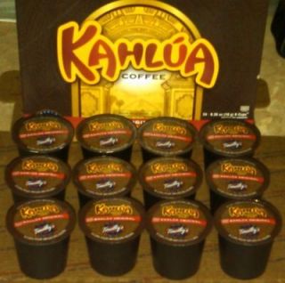 12 Timothys Original Kahlua Coffee K Cups Arabica Rum Vanilla Caramel 
