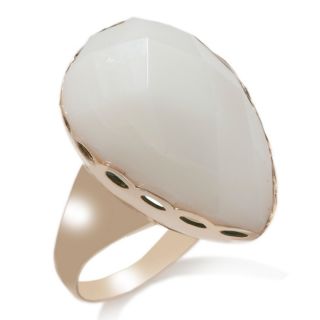 17 Carat Technibond Pear Agate Ring 14k Yellow Gold Clad Silver 925 