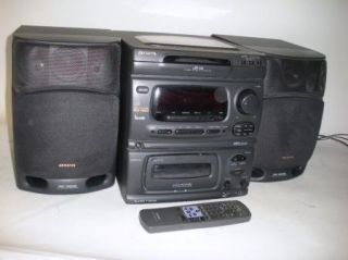 Aiwa NSX 4000 3 CD Bookshelf Stereo System w Built in Karaoke Remote 