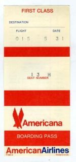 American Airlines 1st Boarding Pass 1970 SFO LGA JFK TT