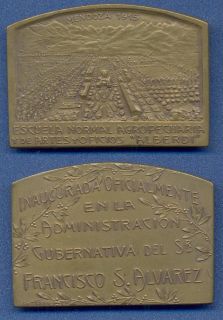 School Agriculture Art Mendoza 1915 Inauguration Medal