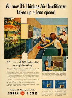 1956 Ad General Electric Air Conditioner Ping Pong Game   ORIGINAL 