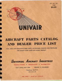 Vintage 1963 Airplane Universal Aircraft Parts Catalog
