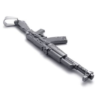 Stainless Steel AK 47 AK47 Rifle Firearms Machine Toy Gun Pendant Free 