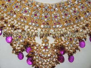 Indian Bridal Jewelry Jodha Akbar Set Jewellery 921 Violet+ Earrings 