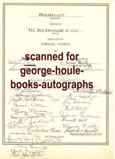 unique document signed by many associated with the 1935 film. Over 