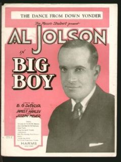Big Boy 1925 Al Jolson Dance from Down Under Scarce Vintage Sheet 