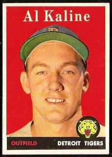 1958 TOPPS 70 AL KALINE TIGERS CARD EX MINT VERY NICE COLORFUL