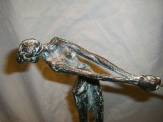 Mid Century Alberto Giacometti Style Bronze Golfer Statue Sculpture 