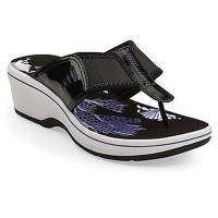 Clarks Daisy Bloom Black Women Sandals 35865 Filp Flops 9M Retail 