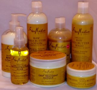 Shea Moisture Organic Raw Shea Butter Hair and Skincare Bundle 7pcs 