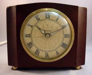   SHERATON Art Deco Electric Alarm Clock Mahogany Wood Case Works Canada