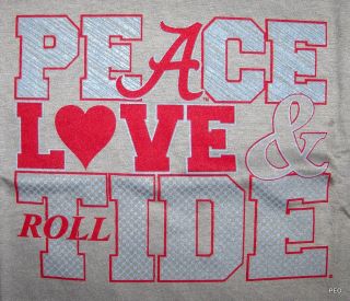 Alabama Crimson Peace Love Tide Gray Crimson T Shirt Roll Tee Shirt 