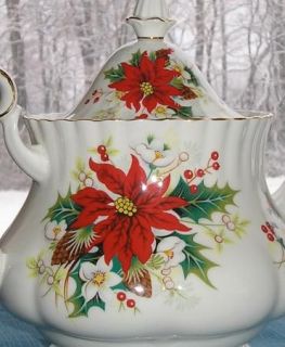 One Royal Albert 6 Cup Teapot Poinsettia Pattern Gold Trim