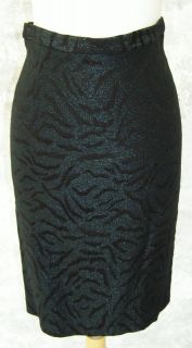 Alberto Makali Black Green Brocade Metallic Skirt Suit 2 Evening 