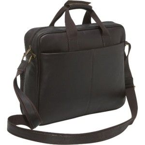 le donne double pocket leather laptop briefcase