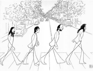 Al Hirschfeld The Beatles Abbey Road Signed Lithograph