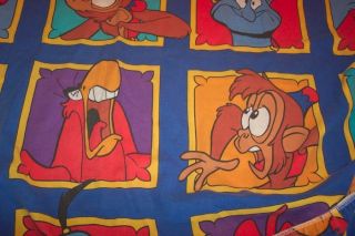 Vintage Walt Disney Aladdin Twin Size Sheet Set Abu Genie Iago Fabric 