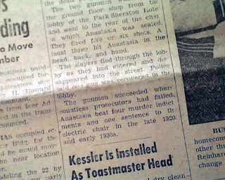 Albert Anastasia Murder Inc Mob Boss 1957 Newspaper