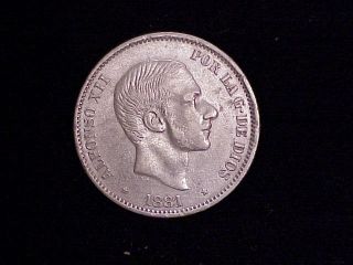Spain Philippines 1881 Alfonso XII 50 Centavos